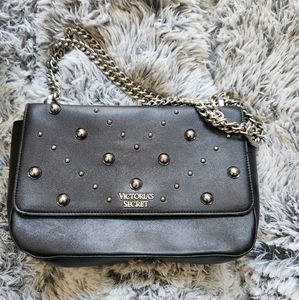 Like New, Victoria Secret Bag, Black with silver chain
